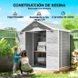 Caseta de Jardín Exterior 182x151x219 cm con Suelo Puerta Cerrada y Techo Inclinado para Almacenar Herramientas Gris