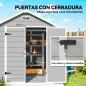 Caseta de Jardín Exterior 182x151x219 cm con Suelo Puerta Cerrada y Techo Inclinado para Almacenar Herramientas Gris