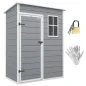 Caseta de Jardín Exterior 151x92x193 cm con Suelo Puerta Corredera y Techo Inclinado para Almacenar Herramientas Gris