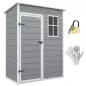 Caseta de Jardín Exterior 151x92x193 cm con Suelo Puerta Corredera y Techo Inclinado para Almacenar Herramientas Gris Caseta de Jardín Exterior 151x92x193 cm con Suelo Puerta Corredera y Techo Inclinado para Almacenar Herramientas Gris