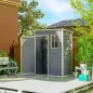 Caseta de Jardín Exterior 151x92x193 cm con Suelo Puerta Corredera y Techo Inclinado para Almacenar Herramientas Gris Caseta de Jardín Exterior 151x92x193 cm con Suelo Puerta Corredera y Techo Inclinado para Almacenar Herramientas Gris