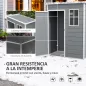 Caseta de Jardín Exterior 151x92x193 cm con Suelo Puerta Corredera y Techo Inclinado para Almacenar Herramientas Gris