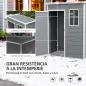 Caseta de Jardín Exterior 151x92x193 cm con Suelo Puerta Corredera y Techo Inclinado para Almacenar Herramientas Gris Caseta de Jardín Exterior 151x92x193 cm con Suelo Puerta Corredera y Techo Inclinado para Almacenar Herramientas Gris