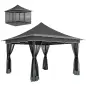 Carpa Plegable 3,5x3,5x3 m con Mosquitera Altura Ajustable y Protección UPF50+ con Bolsa de Transporte Gris Oscuro