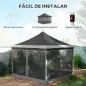 Carpa Plegable 3,5x3,5x3 m con Mosquitera Altura Ajustable y Protección UPF50+ con Bolsa de Transporte Gris Oscuro
