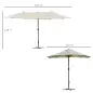 Sombrilla Doble para Jardín 455x265x238 cm Parasol Grande con Manivela Manual Resistente al Agua Protección Solar Crema