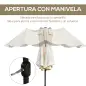 Sombrilla Doble para Jardín 455x265x238 cm Parasol Grande con Manivela Manual Resistente al Agua Protección Solar Crema