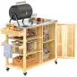 Carrito de Parrilla de Madera con 4 Ruedas Estantes Armario y Encimera de Acero Inoxidable 134,5x50x91,5 cm Natural Carrito de Parrilla de Madera con 4 Ruedas Estantes Armario y Encimera de Acero Inoxidable 134,5x50x91,5 cm Natural