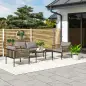 Conjunto de Muebles de Jardín 4 Piezas con Sofá Sillones Mesa de Centro y Cojines Natural y Gris