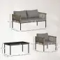 Conjunto de Muebles de Jardín 4 Piezas con Sofá Sillones Mesa de Centro y Cojines Natural y Gris