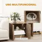 Mueble Arenero para Gatos 3 en 1 con Puertas Estera para Rascar y Compartimento 80x48x50,5 cm Marrón