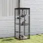 Jaula para Gatos Exterior e Interior Metálica con Cubierta Impermeable Perchas Hamaca y Puerta 61,5x55x157 cm Negro