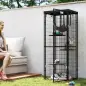 Jaula para Gatos Exterior e Interior Metálica con Cubierta Impermeable Perchas Hamaca y Puerta 61,5x55x157 cm Negro