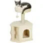 Árbol para Gatos Altura 66 cm Torre para Gatos con Cama Cueva Plataforma Bola Colgante y Poste de Yute Beige