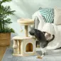 Árbol para Gatos Altura 66 cm Torre para Gatos con Cama Cueva Plataforma Bola Colgante y Poste de Yute Beige