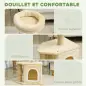 Árbol para Gatos Altura 66 cm Torre para Gatos con Cama Cueva Plataforma Bola Colgante y Poste de Yute Beige