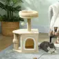 Árbol para Gatos Altura 66 cm Torre para Gatos con Cama Cueva Plataforma Bola Colgante y Poste de Yute Beige
