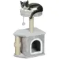 Árbol para Gatos Altura 66 cm Torre para Gatos con Cama Cueva Plataforma Bola Colgante y Poste de Yute Gris Claro