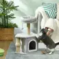 Árbol para Gatos Altura 66 cm Torre para Gatos con Cama Cueva Plataforma Bola Colgante y Poste de Yute Gris Claro