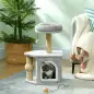 Árbol para Gatos Altura 66 cm Torre para Gatos con Cama Cueva Plataforma Bola Colgante y Poste de Yute Gris Claro