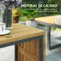Conjunto de Sofás de Exterior Modular de Acero y Madera de Acacia con Mesa Auxiliar y Cojines Extraíbles