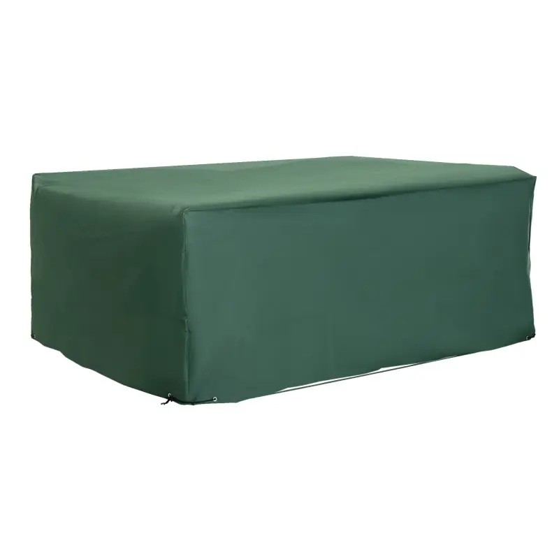 Funda para Muebles de Jardín Exterior Impermeable Tela Oxford con Cierre de Cordón y Ojales 222x155x67 cm Verde Oscuro
