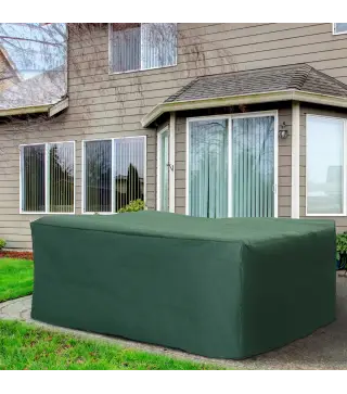 Funda para Muebles de Jardín Exterior Impermeable Tela Oxford con Cierre de Cordón y Ojales 222x155x67 cm Verde Oscuro