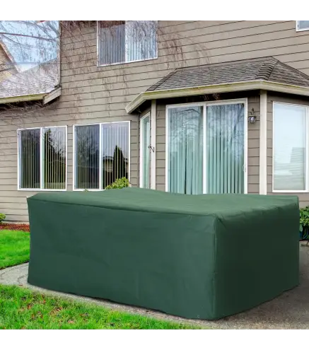 Funda para Muebles de Jardín Exterior Impermeable Tela Oxford con Cierre de Cordón y Ojales 222x155x67 cm Verde Oscuro