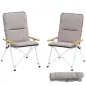 Sillas de Camping Plegables de Aluminio con Respaldo Alto Ajustable Reposabrazos de Madera 59x67x96 cm Gris Claro