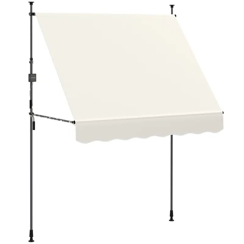Toldo Manual Retráctil 200x120x210-310 cm para Balcón y Terraza con Altura Ajustable con Manivela Crema