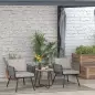 Conjunto de Muebles de Jardín de Ratán 3 Piezas Incluye 1 Mesa y 2 Sillones con Cojines Acolchados Gris
