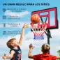 Canasta de Baloncesto Infantil con Altura Ajustable 200-260 cm Ruedas Base Rellenable y Bolsa de Peso Rojo y Negro