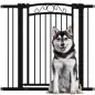 Puerta para Perros con Ancho Ajustable 76-104 cm Barrera de Seguridad con 2 Extensiones y Doble Bloqueo Negro