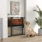 Puerta para Perros con Ancho Ajustable 76-104 cm Barrera de Seguridad con 2 Extensiones y Doble Bloqueo Negro