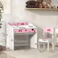 Juego de Escritorio y Silla para Niños de +3 Años con Cajón Extraíble y Compartimento Rosa y Blanco