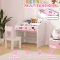 Juego de Escritorio y Silla para Niños de +3 Años con Cajón Extraíble y Compartimento Rosa y Blanco