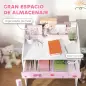 Juego de Escritorio y Silla para Niños de +3 Años con Cajón Extraíble y Compartimento Rosa y Blanco