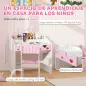 Juego de Escritorio y Silla para Niños de +3 Años con Cajón Extraíble y Compartimento Rosa y Blanco