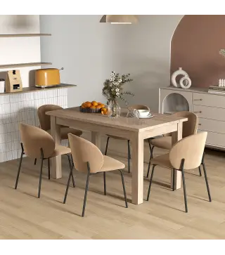 Mesa de Comedor Rectangular 140x80 cm para 6 Personas Tablero Laminado de 30 mm y Patas Robustas Estilo Moderno Natural