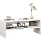Mesa de Centro Mesa Auxiliar con Compartimento Abierto Mesa de Café 100x40x41,5 cm Blanco Brillante