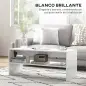 Mesa de Centro Mesa Auxiliar con Compartimento Abierto Mesa de Café 100x40x41,5 cm Blanco Brillante