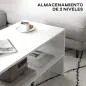 Mesa de Centro Mesa Auxiliar con Compartimento Abierto Mesa de Café 100x40x41,5 cm Blanco Brillante