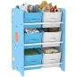 Estantería Infantil para Niños de +3 Años Estantería para Juguetes con 6 Cajas de Tela no Tejida 43x30x60 cm Azul