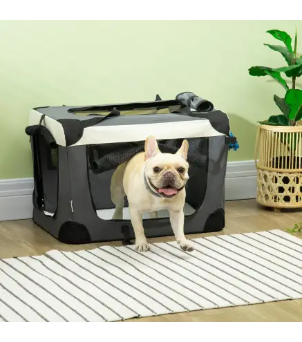 Transportín para Perros y Gatos Bolsa de Transporte para Mascotas Plegable con Cojín 60x41x41 cm Gris