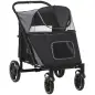 Cochecito Plegable para Perros Carrito de Mascotas con Ventanas de Malla Correas de Seguridad 112x65x100 cm Gris y Negro