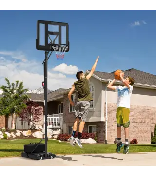 Canasta de Baloncesto para Exteriores/Interiores Altura Ajustable 235-305 cm con Ruedas Base Rellenable Bolsa de Peso