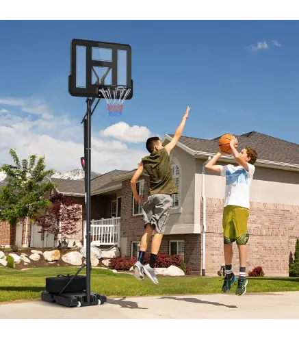 Canasta de Baloncesto para Exteriores/Interiores Altura Ajustable 235-305 cm con Ruedas Base Rellenable Bolsa de Peso