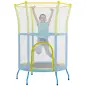 Trampolín Infantil de Interior con Red de Seguridad Cuerdas Elásticas y Barras Acolchadas 3-6 Años Ø140x190cm Azul Claro