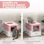 Arenero Cubierto para Gatos Desmontable con Entrada Frontal y Salida Superior con Pala 47,5x35,5x36,7 cm Rosa y Blanco