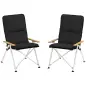 Sillas de Camping Plegables de Aluminio con Respaldo Alto Ajustable Reposabrazos de Madera 59x67x96 cm Negro